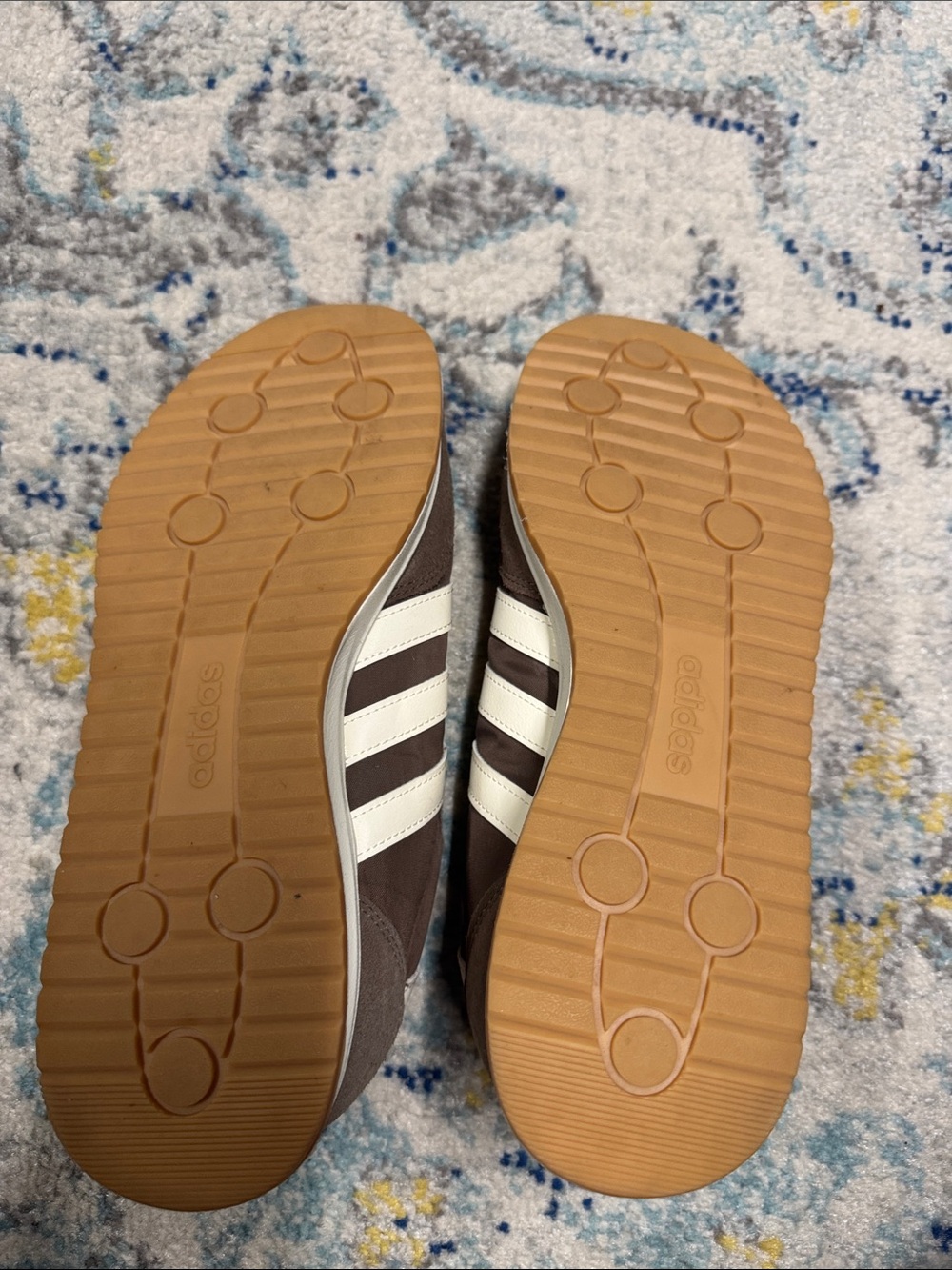adidas Brown Suede Sneakers with cream Stripes - Picture 3 of 4